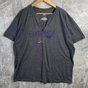 St. Louis Cardinals grey custom V-neck t-shirt Woman's Size 2XL #MLB #baseball